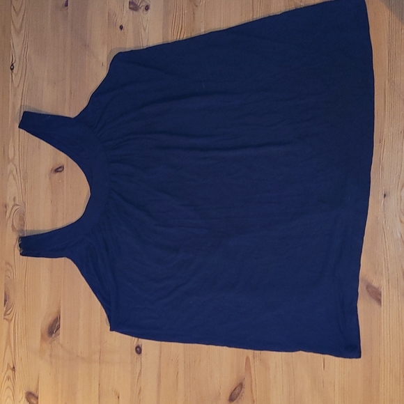 Embellished Flowy Plus 3X Navy Tank Top - Picture 4 of 7